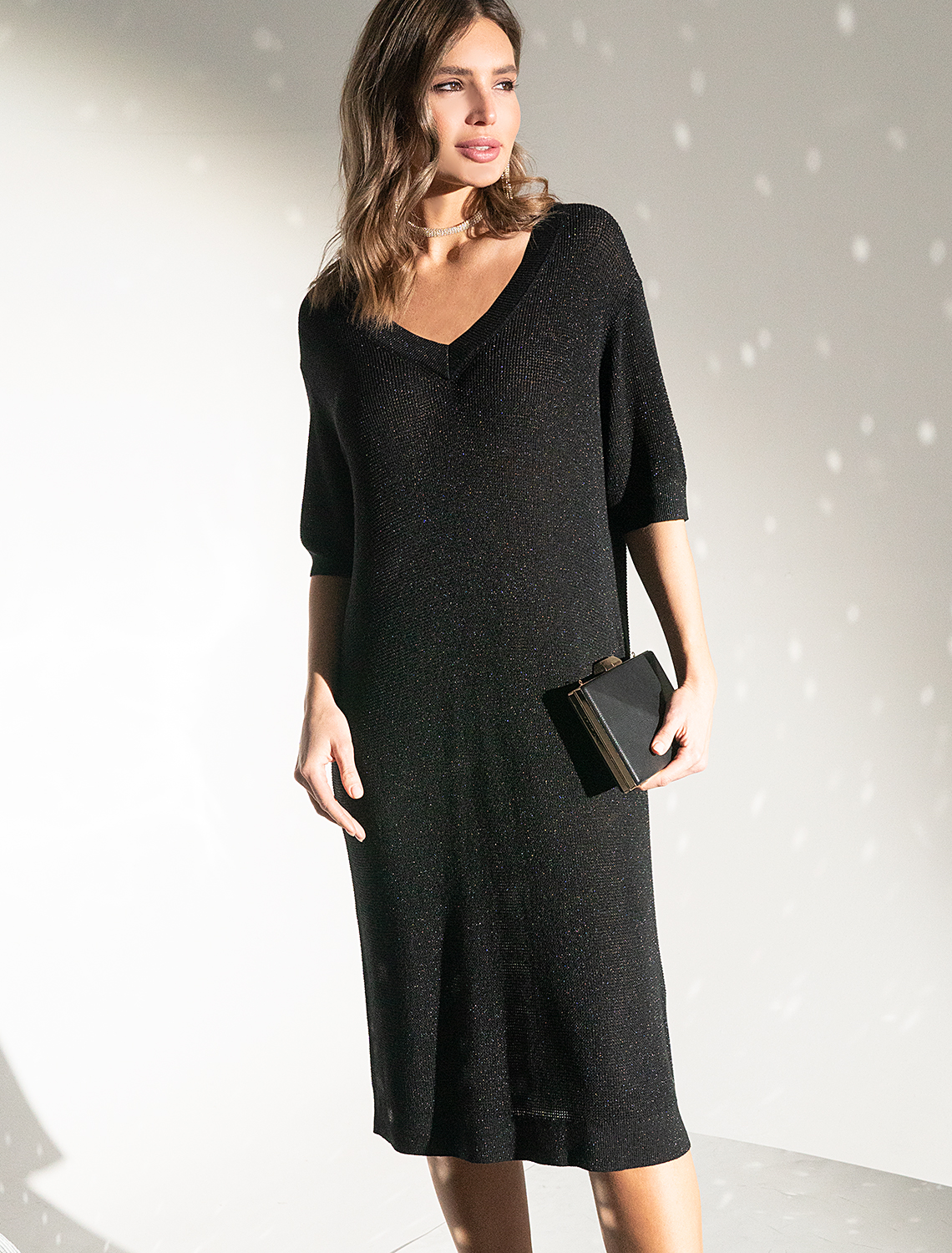 картинка Платье вязаное женское черный магазин Одежда+ являющийся официальным дистрибьютором в России 